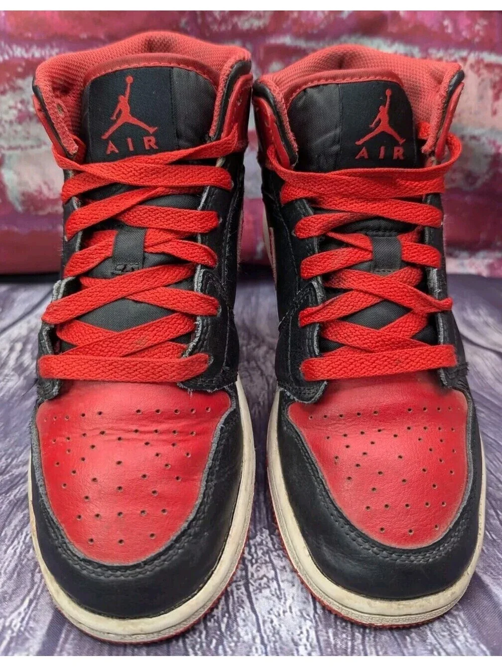 Nike Air Jordan 1 AJ1 Mid Alternate Bred Hi-Top Shoes Youth Kids Men 4 Women 5.5